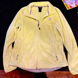 North face neon yellow fluffy spring jacket